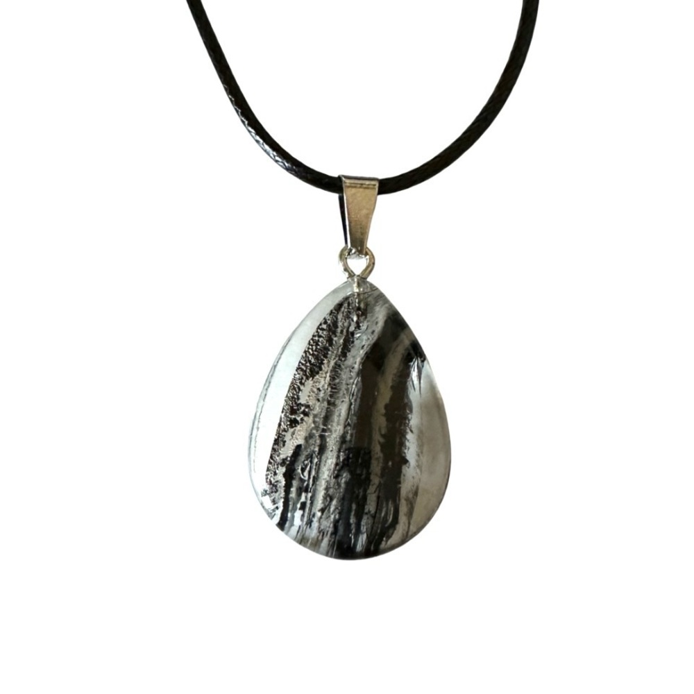 ⭐️ 5 for $25 Glass Crystal Water Droplet Pendant Necklace on a Black Cord - Picture 2 of 9